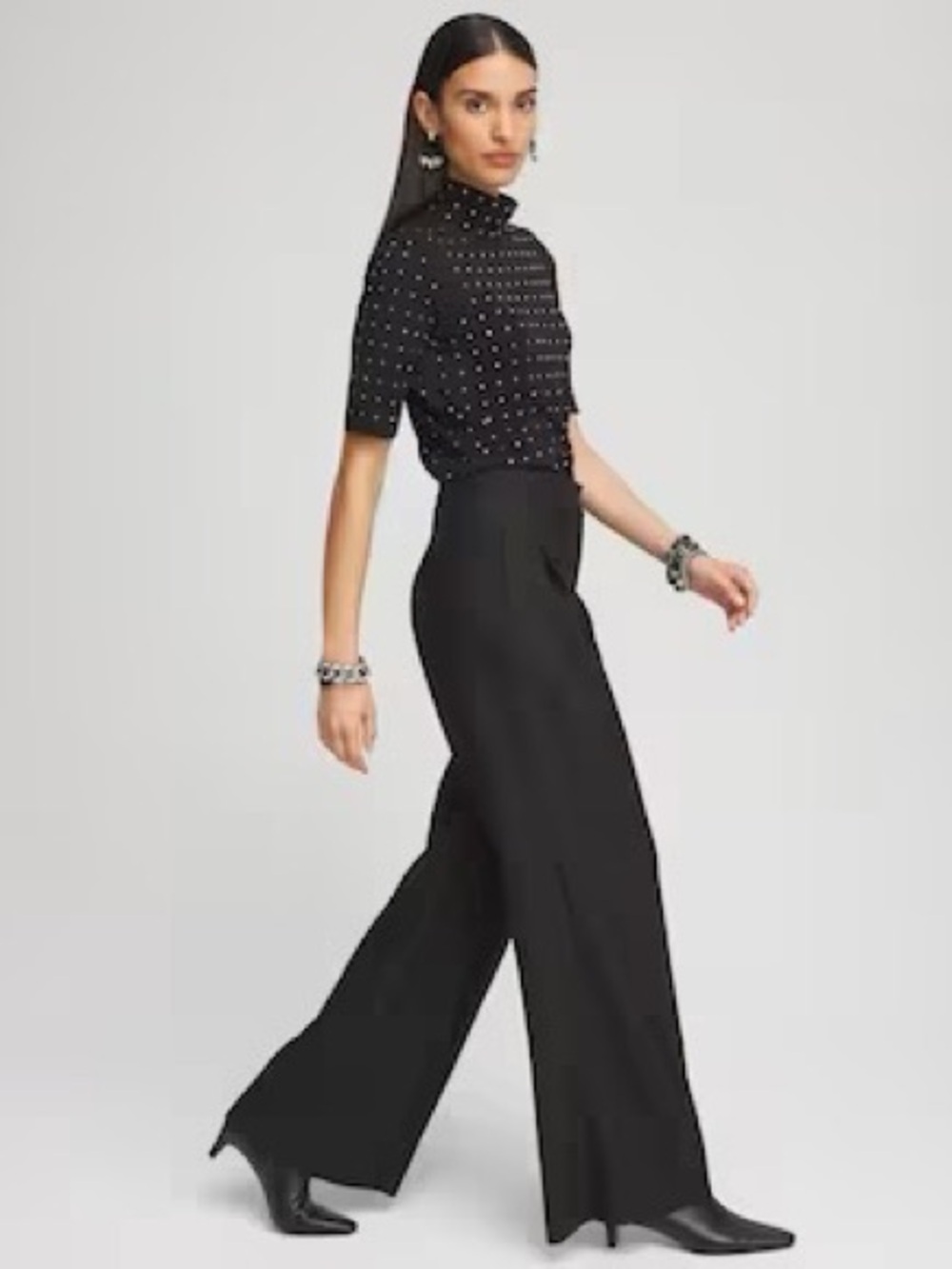 Chico's Black Wide-Leg Trousers